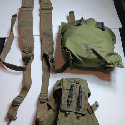 Army canteen suspenders and ammunition/ magazine pouch