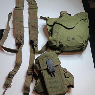 Army canteen suspenders and ammunition/ magazine pouch