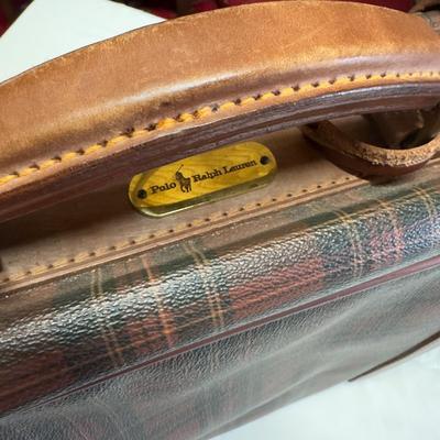 U1204 Vintage Ralph Lauren Tartan Leather Suitcase with Keys