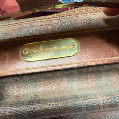 U1205 Vintage Polo Ralph Lauren Full Size Leather Tartan Suitcase