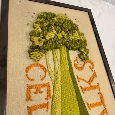 Crewel Framed Celery picture