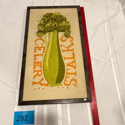 Crewel Framed Celery picture