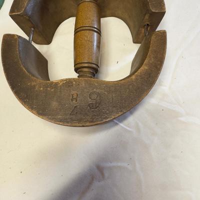 U1224 Vintage C. W. Mills Wooden Hat Stretcher and Two Hat Stands
