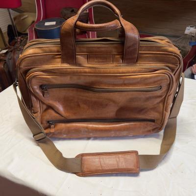U1225 Vintage HARTMAN Leather Briefcase with Pockets and Strap