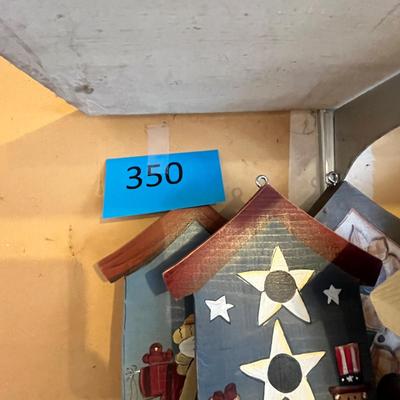 Shelf of decor and other.