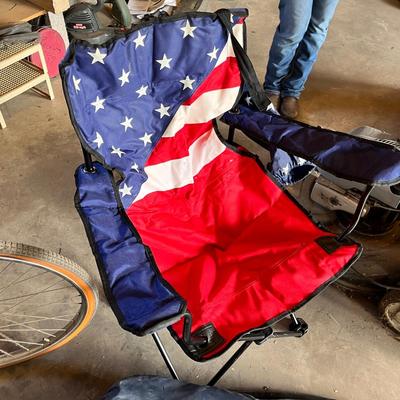 3 Patriotic fold up chairs