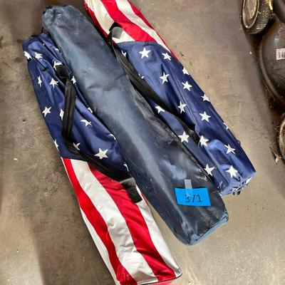 3 Patriotic fold up chairs