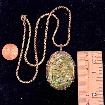 Jade Rock Oval Pendant Necklace