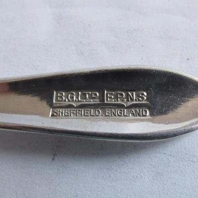 6 Loxley Pattern Silver Plate Ice Cream Spoon Set, Sheffield, England, Unusual Shape