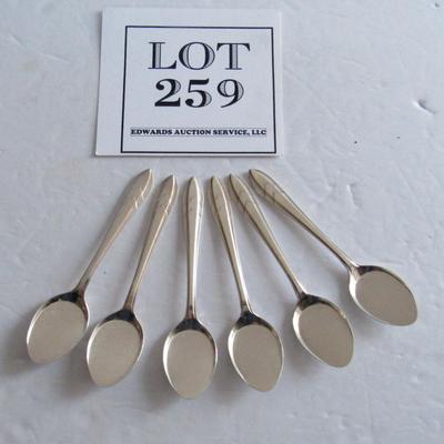 6 Loxley Pattern Silver Plate Ice Cream Spoon Set, Sheffield, England, Unusual Shape