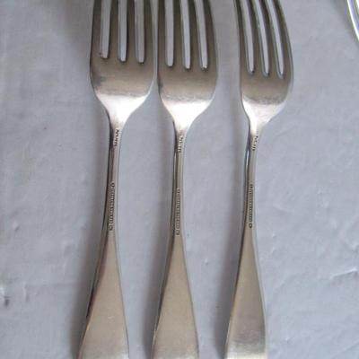 Antique Dinner Forks, Jac Rose Pattern, Sterling Inlaid, Holmes and Edwards, Set of 7