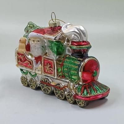Vintage Blown Glass Christmas Train Ornament