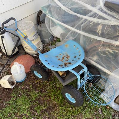 O1107 Blue 4 wheel Garden Cart