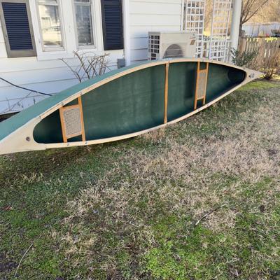 O1109 Vintage 16' Old Town Canoe with Dolly
