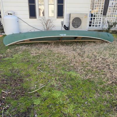 O1109 Vintage 16' Old Town Canoe with Dolly