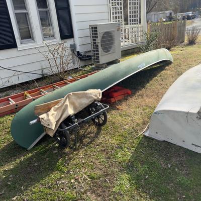 O1109 Vintage 16' Old Town Canoe with Dolly