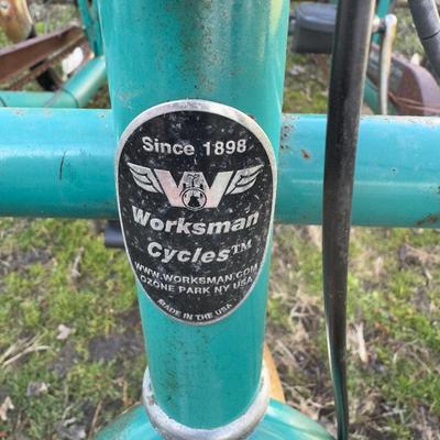 O1110 Vintage Green WORKSMAN Side by Side Cycle 3 speed Recumbent Trike Bike