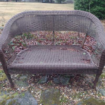 Woven Synthetic Wicker Loveseat