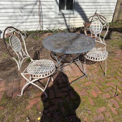 O1117 Three Piece Metal folding Table and Chairs