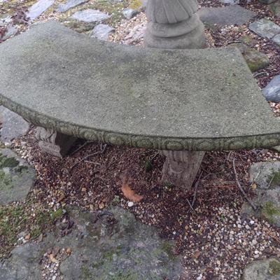 Curved Concrete Garden Sitting Bench- Choice A