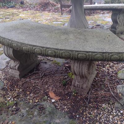 Curved Concrete Garden Sitting Bench- Choice A