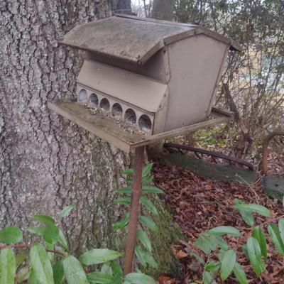 Metal Bird Feeder on Stake