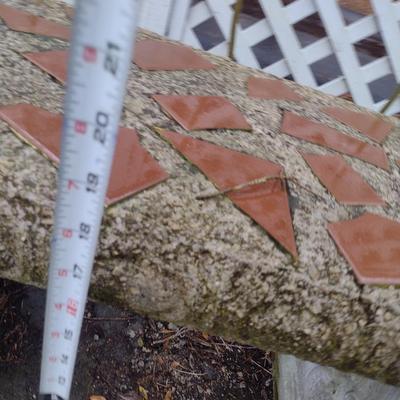 Concrete Garden Sitting Bench with Mosaic Tile Top