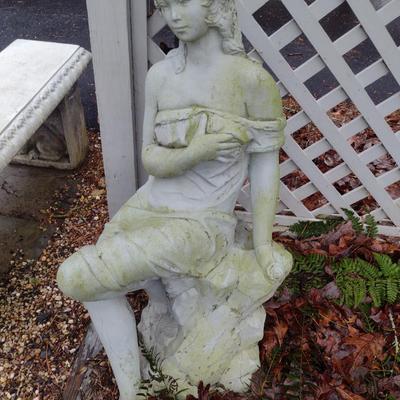Vintage Concrete Statue- Lounging Maiden