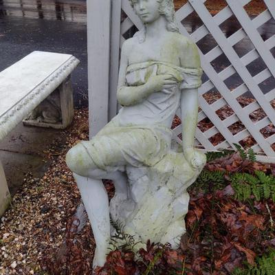 Vintage Concrete Statue- Lounging Maiden