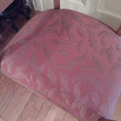 Vintage MCM Solid Wood Metal Tab Leg Drop Leaf Dining Table with Six Cane Backed Chairs- Possibly Drexel