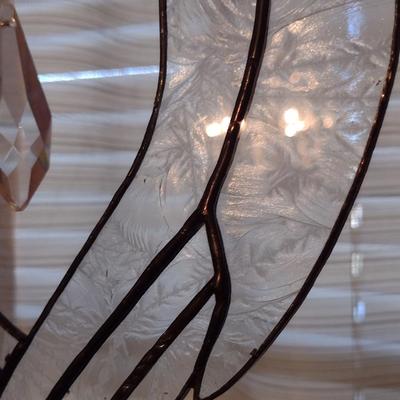 Stained Glass Window Hanging with Crystal Prism Sun Catcher