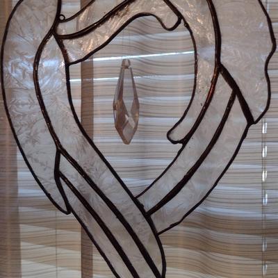 Stained Glass Window Hanging with Crystal Prism Sun Catcher