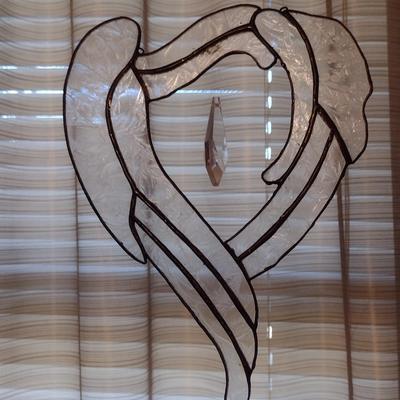Stained Glass Window Hanging with Crystal Prism Sun Catcher