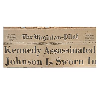 Vintage Issue of The Virginian Pilot Newspaper from November 23, 1963 - Kennedy Assassnation