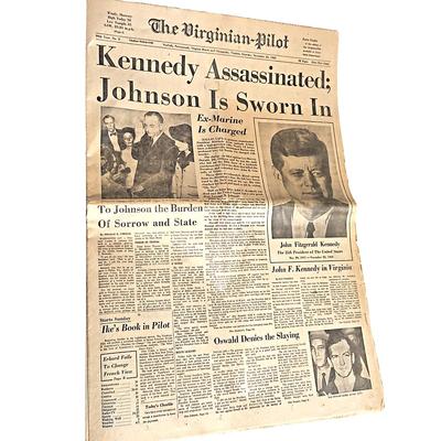 Vintage Issue of The Virginian Pilot Newspaper from November 23, 1963 - Kennedy Assassnation