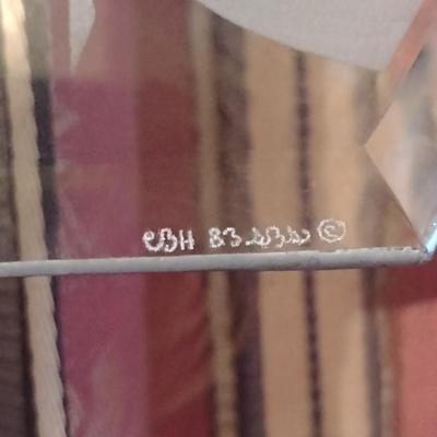 Etched Beveled Glass Trillium Design Window Art- Signed by Artist