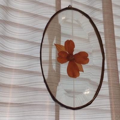 Pair of Glass and Botanical Hanging Window Decor