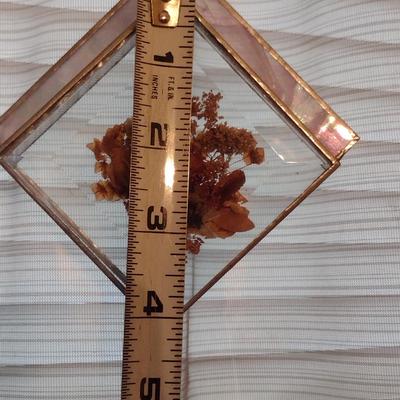 Pair of Glass and Botanical Hanging Window Decor