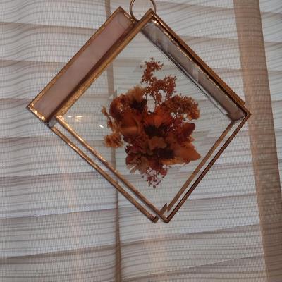 Pair of Glass and Botanical Hanging Window Decor