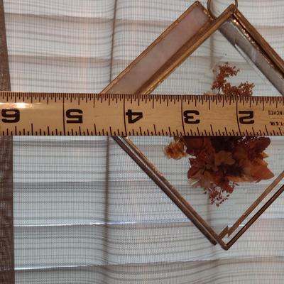 Pair of Glass and Botanical Hanging Window Decor