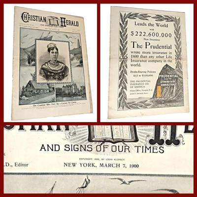 5 Antique Issues of The Christian Herald