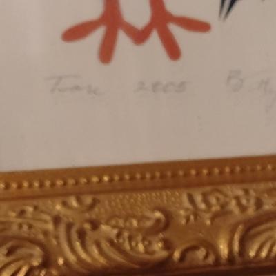 Pair of Chinese Zodiac Framed Wall Decor- Rabbit and Rooster Designs- Signed by Artist