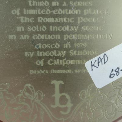 Vintage 'The Romantic Poets' Collectible Incolay Stone Plate