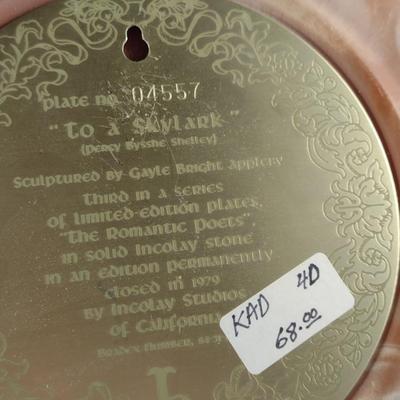 Vintage 'The Romantic Poets' Collectible Incolay Stone Plate
