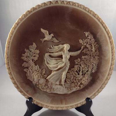 Vintage 'The Romantic Poets' Collectible Incolay Stone Plate