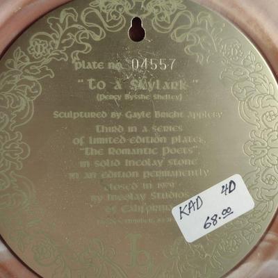 Vintage 'The Romantic Poets' Collectible Incolay Stone Plate