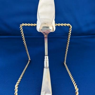 Victorian Cake Server Mother of Pearl handle Sterling Band