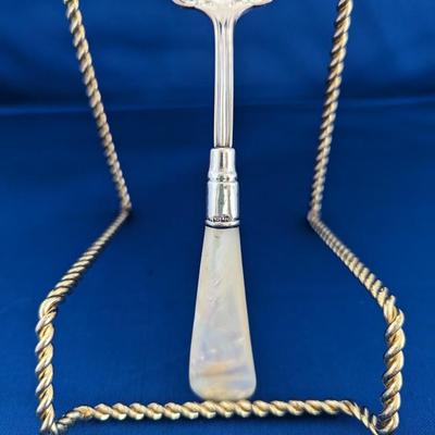 Victorian Cake Server Mother of Pearl handle Sterling Band
