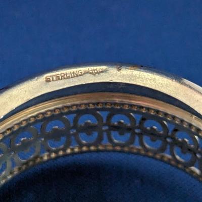 Antique Sterling silver and cobalt blue glass mustard pot with lid and spoon by Webster