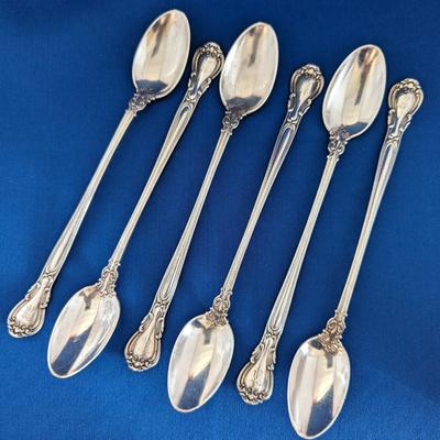 6 (six) Antique Iced Tea Spoons Chantilly (Sterling, 1895, Lion-Anchor-G) by GORHAM SILVER